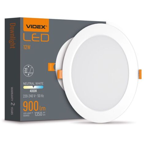 Downlight encastré blanc rond LED 12W 4000K Videx