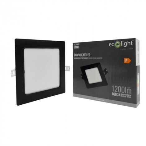 Downlight encastré carré noir 17cm LED 12W Ecolight