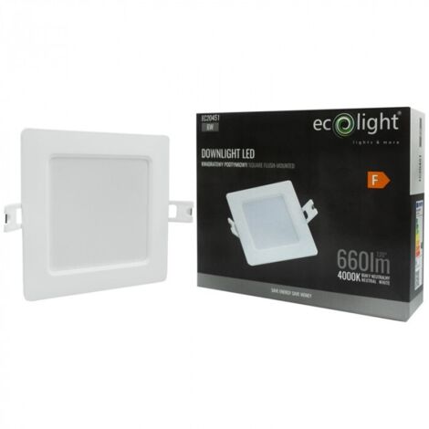 Downlight incasso quadrato bianco 12cm LED 6W 4000K