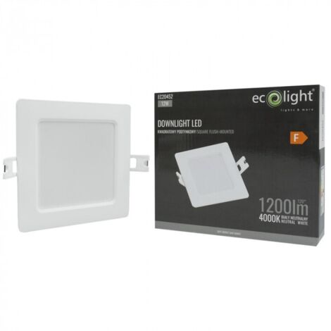 Downlight incasso quadrato bianco 17cm 12W 4000K Ecolight