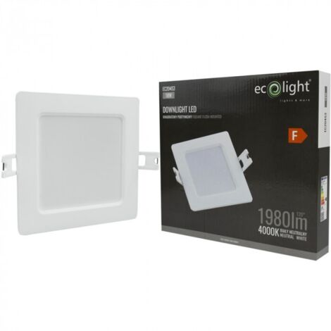 Downlight incasso quadrato bianco 22cm LED 18W 4000K