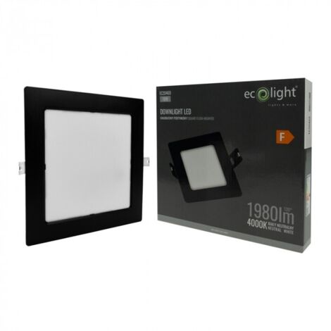 Downlight incasso quadrato nero 22cm LED 18W 4000K