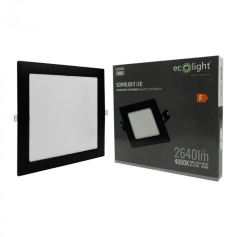 Downlight incasso quadrato nero LED 24W 4000K Ecolight