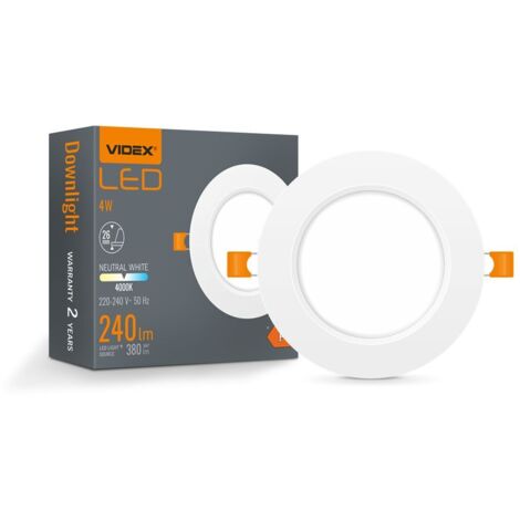 Downlight incasso rotondo bianco 9,8cm LED 4W 4000K Videx