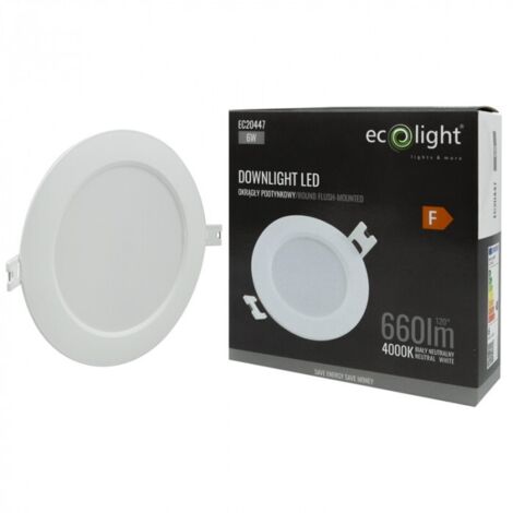 Downlight incasso tondo bianco 12cm LED 6W 4000K Ecolight
