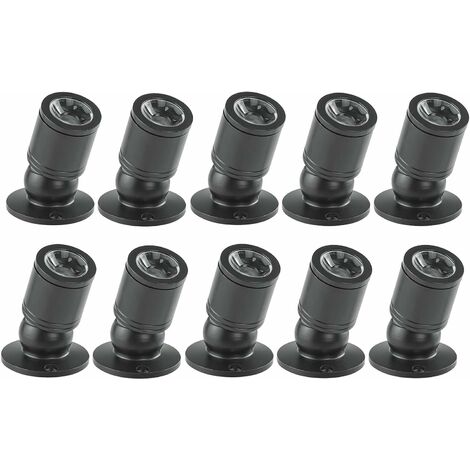 Downlight LED 1W Mini Spot Encastré au Plafond Encastré avec Pilote 100-265V AC pour Maison/Armoire à Bijoux/Salon, 10pcs (Noir, Lumière Chaude)