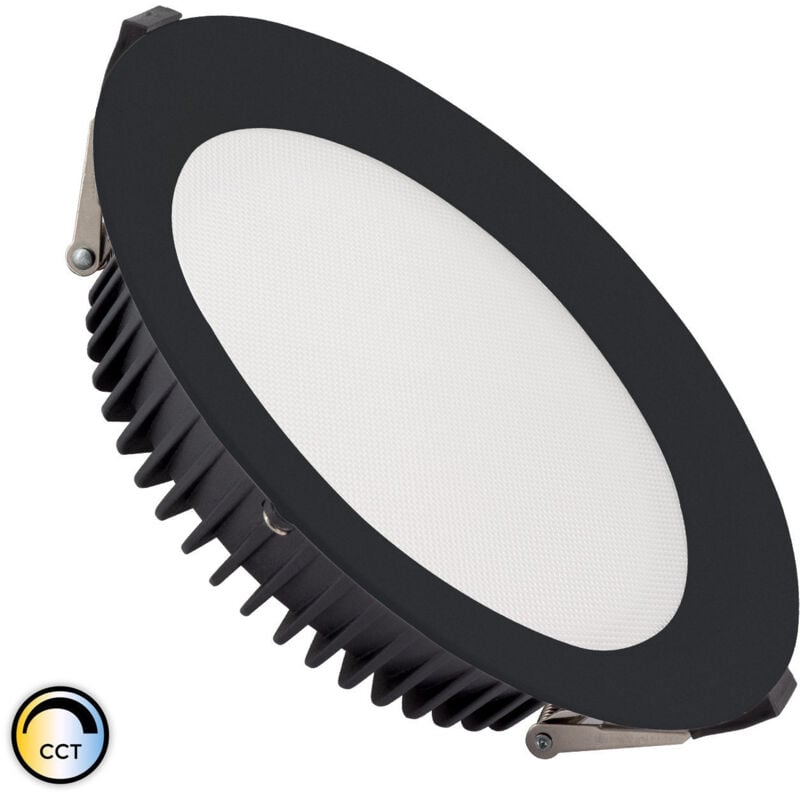 Downlight led 20W Rond Aero cct 130 lm/W Microprismatique lifud Coupe ø 155 mm Noir Sélectionnable (chaud-neutre-froid)