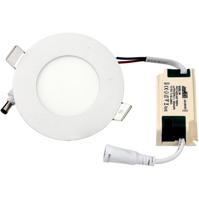 

Downlight led 3W slim extrafino 3000ºK redondo empotrar encastrar blanco Ø83 x 19 mm orificio de montaje Ø70 mm ángulo de apertura de 120º - Jandei