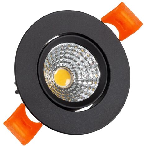 Downlight LED 3W Circolare COB CRI90 Foro Ø 55mm Nero No Flicker 2700K Bianco Caldo