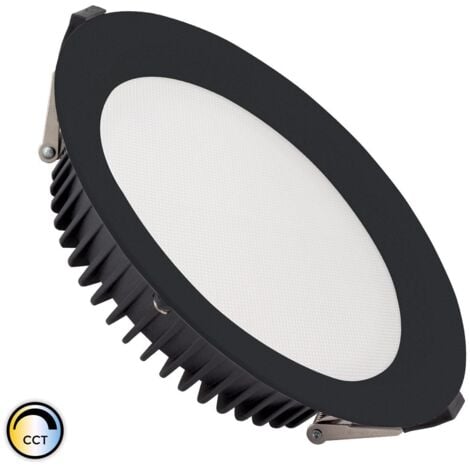 Downlight LED 40W Rond  Aero CCT 130 lm/W Microprismatique LIFUD Coupe Ø 200 mm Noir Sélectionnable (chaud-neutre-froid)
