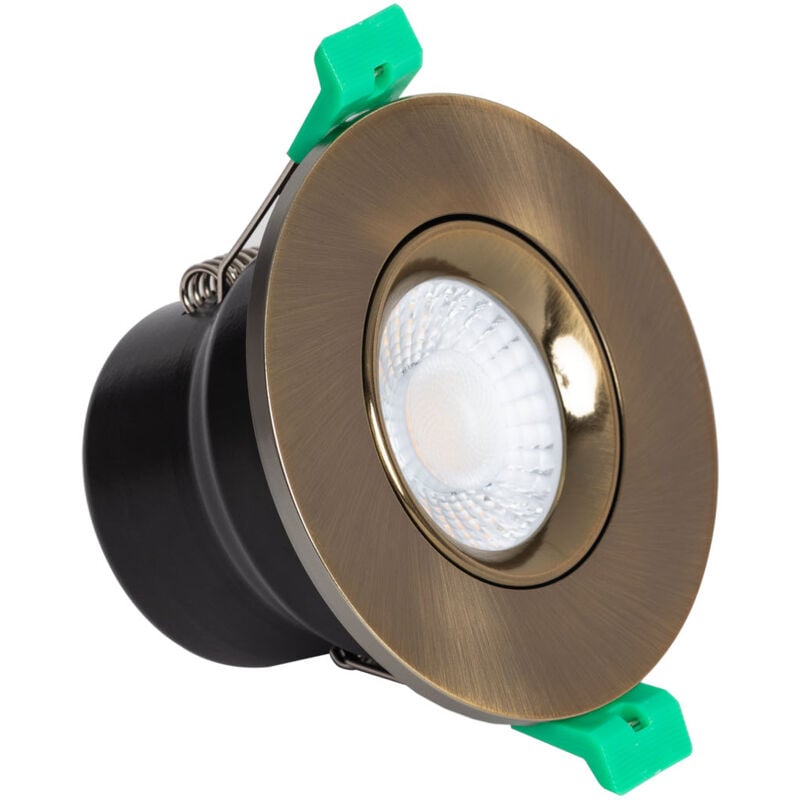 Spot Downlight Ignifuge LED 5-8W Rond Dimmable IP65 Coupe Ø 65 mm Solid Design Ajustable Doré Sélectionnable (chaud-neutre)