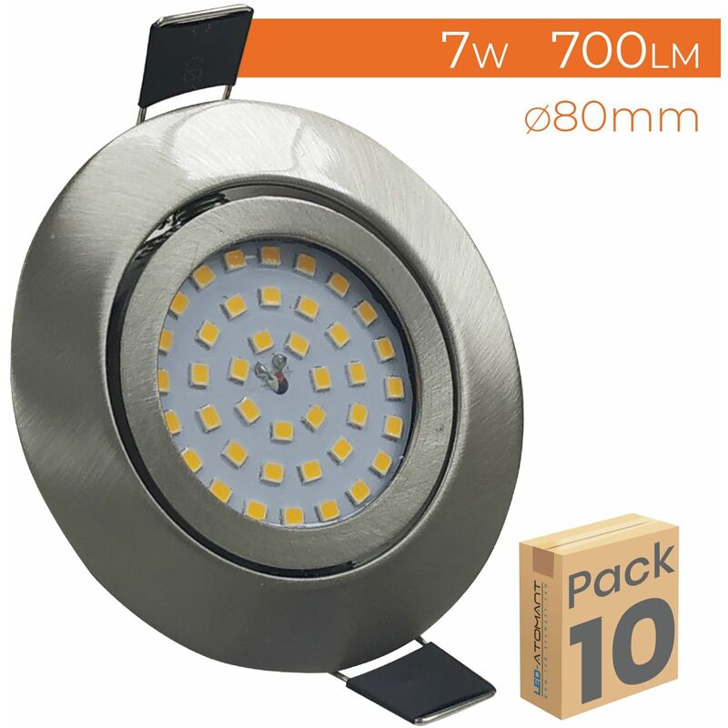 

Downlight LED Circular 7W 700LM Acero Corte 75mm Orientable | Blanco Cálido 3000K - Pack 10 Uds. - Blanco Cálido 3000K