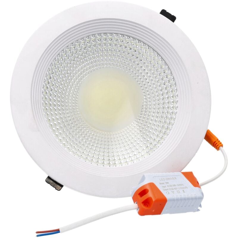 

Downlight LED COB redondo empotrar, 20W 2000 lúmenes (= bombilla 160W), luz blanca fria 6000K para salón, cocina, tienda, negocio, oficina - Jandei