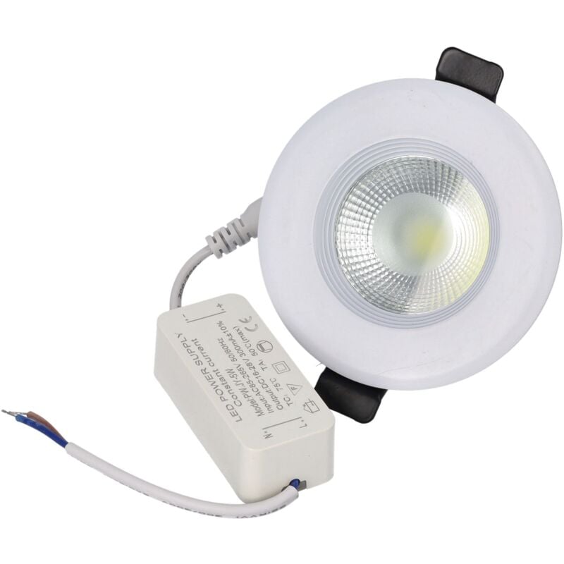 

Downlight LED COB redondo empotrar, 5W 500 lúmenes (= bombilla 50W), luz blanca fria 6000K para salón, cocina, tienda, negocio, oficina - Jandei