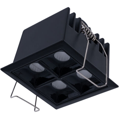 Downlight LED Cuadrado Empotrable 8W - 4 Focos - UGR18 - CRI90 - - Negro
