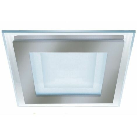 CRISTALRECORD Downlight LED cuadrado "Kairo" (6W 3000K 500lm) IP20 fabricado en aluminio, cristal y PVC color níquel