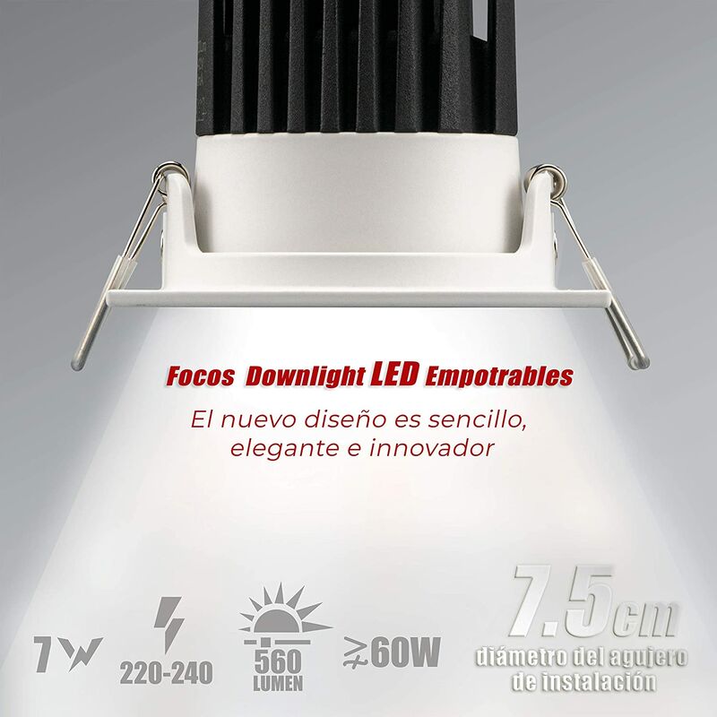 

Downlight LED Cuadrado Orientable Profundo 7W 560Lm 2700K Corte 75mm Driver LIFUD IP20 AC220-240V|AVANCE LED