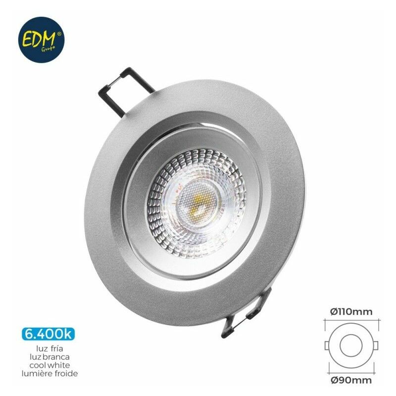Faretto led da incasso tondo 5w 6400k luce fredda colore Cromo ø9cm EDM