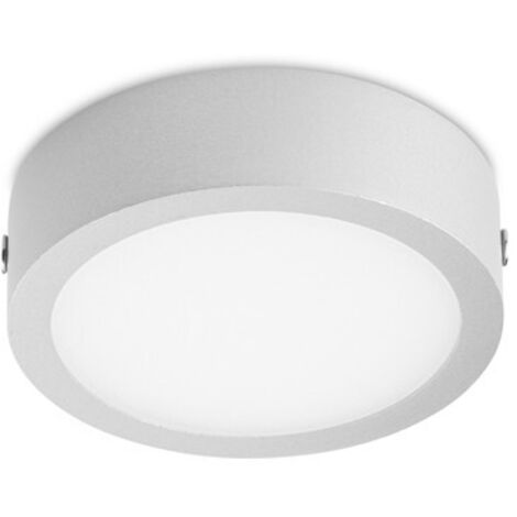 Downlight LED de superficie "Kaju" redondo (8W 4200K 680lm) IP20 Ø9cm fabricado en aluminio y acrílico color gris