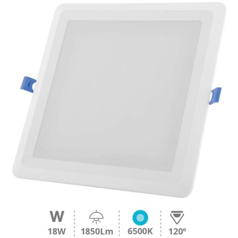 Downlight LED empotrable 18W 6500K Blanco 1850lm cuadrado