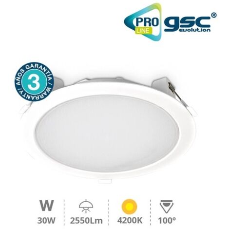 Downlight LED empotrable 30W 4200K 2550 lm Ø23 cm IP44 Profesional