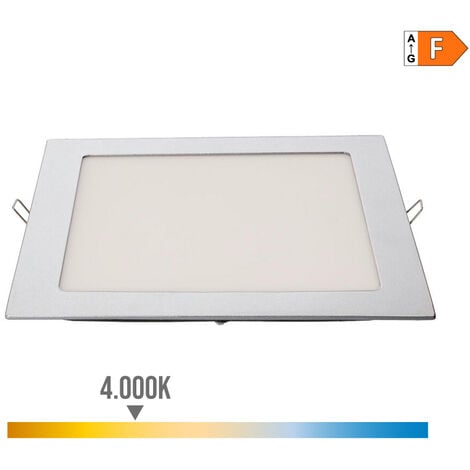 DOWNLIGHT LED EMPOTRABLE CUADRADO 20W LUZ DIA 4000K 1500lm COLOR CROMADO 22x22cm EDM