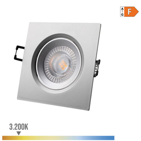 DOWNLIGHT LED EMPOTRABLE CUADRADO 5W 3200K LUZ CALIDA COLOR CROMO 9x9cm EDM
