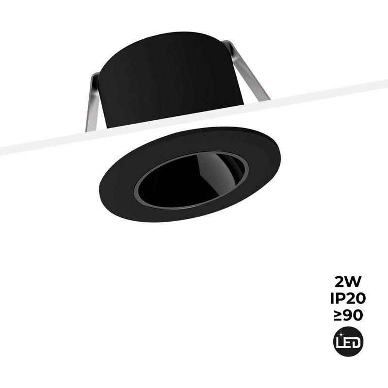 

Downlight LED empotrable Mini 2W Bajo UGR | Blanco cálido 2700K - Negro