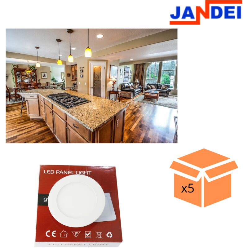 

Pack 5 Downlight led 9W slim extrafino 3000ºK redondo empotrar encastrar blanco Ø150x13 mm orificio de montaje Ø125 mm ángulo de apertura de 120º