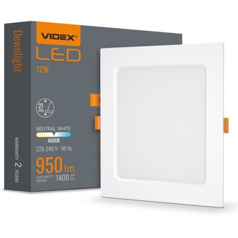 Downlight LED encastré carré blanc Videx 12W 4000K