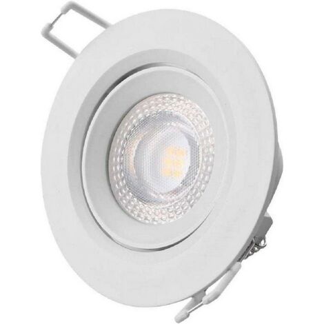 Downlight Led Encastré Rond 5w 4000k Lumière Du Jour Cadre Blanc ø9cm Edm