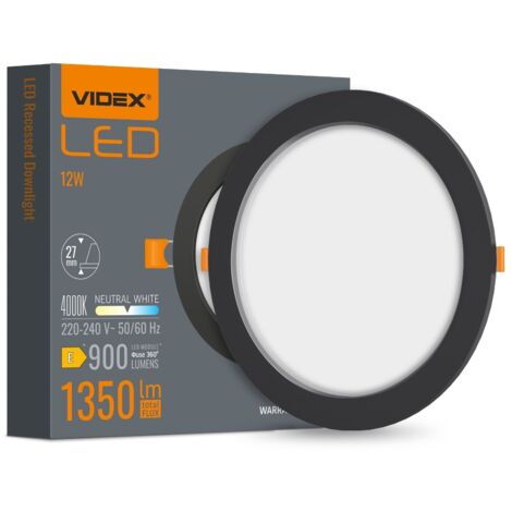Downlight LED incasso nero tondo 12W 4000K 1350lm Videx