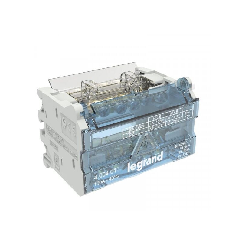 Répartiteur modulaire à barreaux étagés bipolaire 100A 6 départs - 4 modules LEG400401 - Legrand