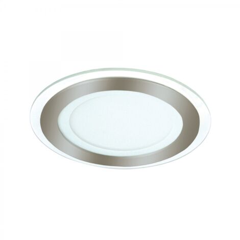 Downlight LED redondo "Kairo" (6W 3000K 550lm) IP20 Ø9,5cm fabricado en aluminio, cristal y PVC color níquel