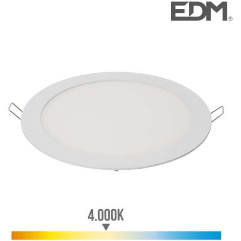 EDM – Downlight LED rond encastrable 20W – Lumière du jour 4000K – Flux lumineux 1500lm – Ø22,5cm – Angle d'ouverture 160° – Protection IP20