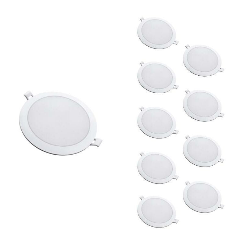 Downlight led Slim Rond blanc 24W Ø224mm - Pack de 10 / Blanc - Blanc