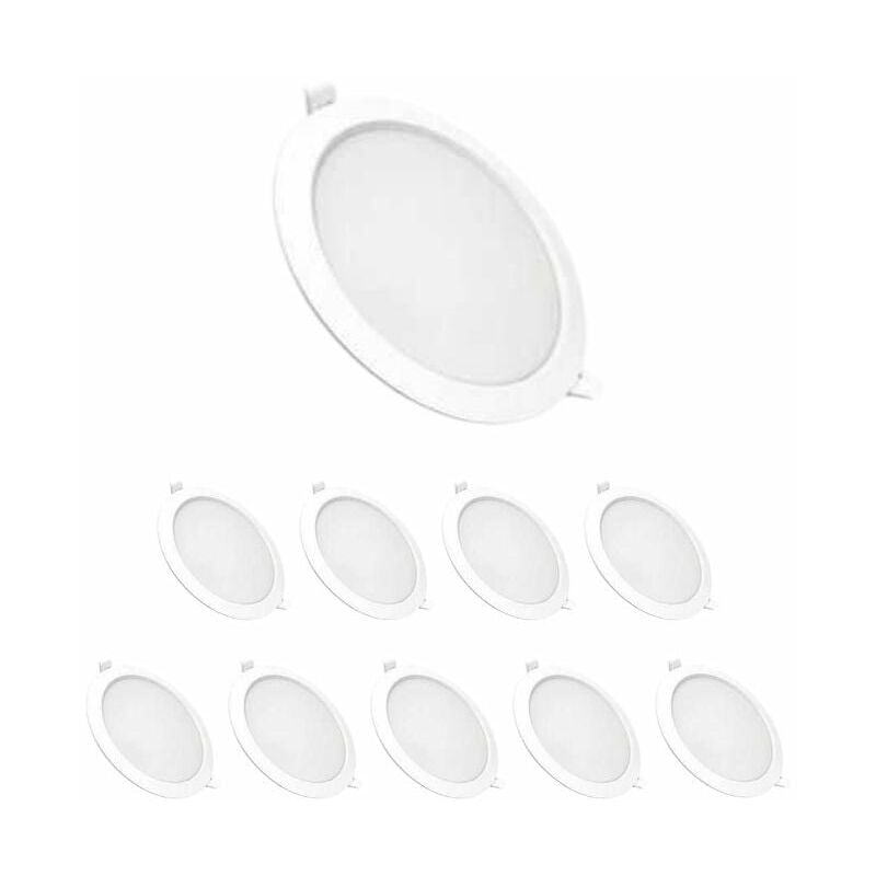 Downlight led Slim Rond blanc 24W Ø225mm - Pack de 10 / Blanc - Blanc