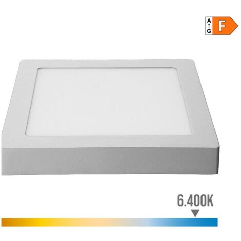 Downlight led superficie cuadrado 20w 1500lm 6400k luz fria cromado 22x22x3,5cm edm