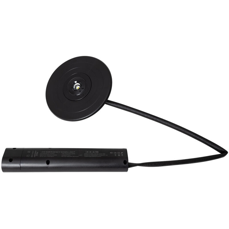Downlight Luz de Emergencia LED 3W 3H de Autonomía Negro 130 mm