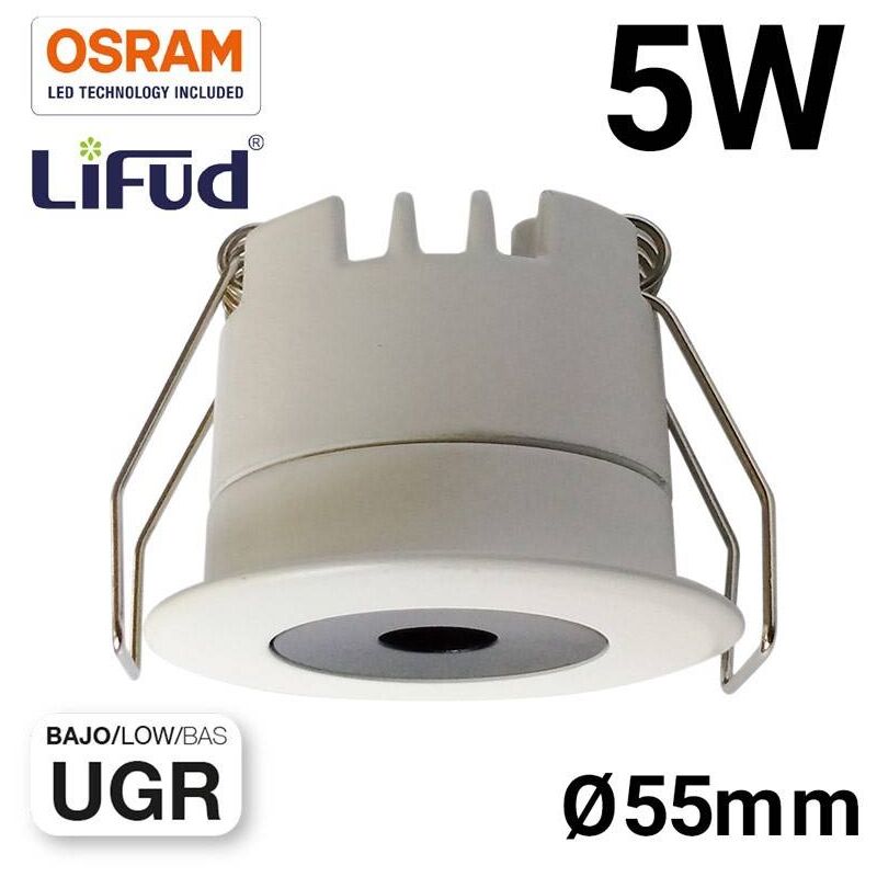 

Downlight mini empotrable LED 5W Bajo UGR 55x43,1mm | Blanco cálido 2700K - Blanco