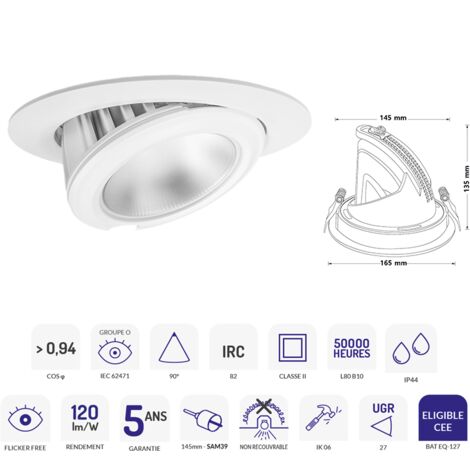 DOWNLIGHT SAMBA BLANC 27W DALI 4000K ASLED SAM39BNDA