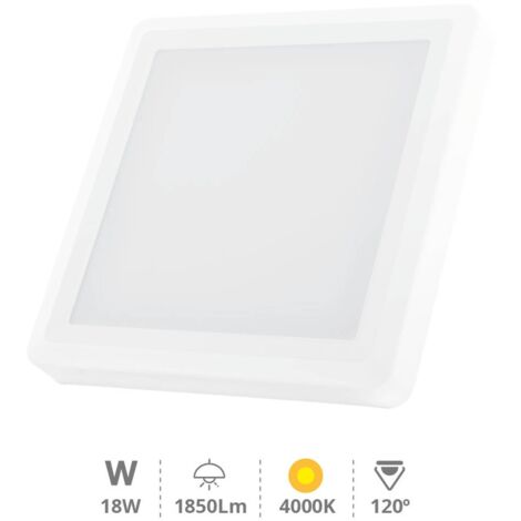 Downlight superficie LED cuadrado Vasan 18W 4000K Blanco