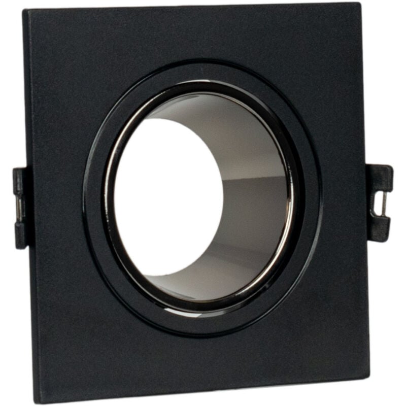 Image of Anello downlight quadrato basculante per lampadina GU10/MR16 - - Grigio-nero