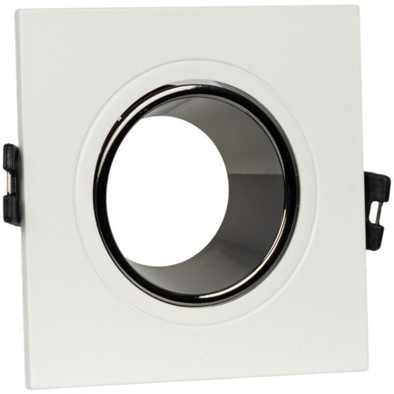 Image of Anello downlight quadrato basculante per lampadina GU10/MR16 - - Grigio-Bianco