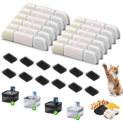 DownyPaws Filtre Fontaine Eau Chat, 12 Filtres de Fontaine à Eau Remplacement, Charbon Actif Filtre