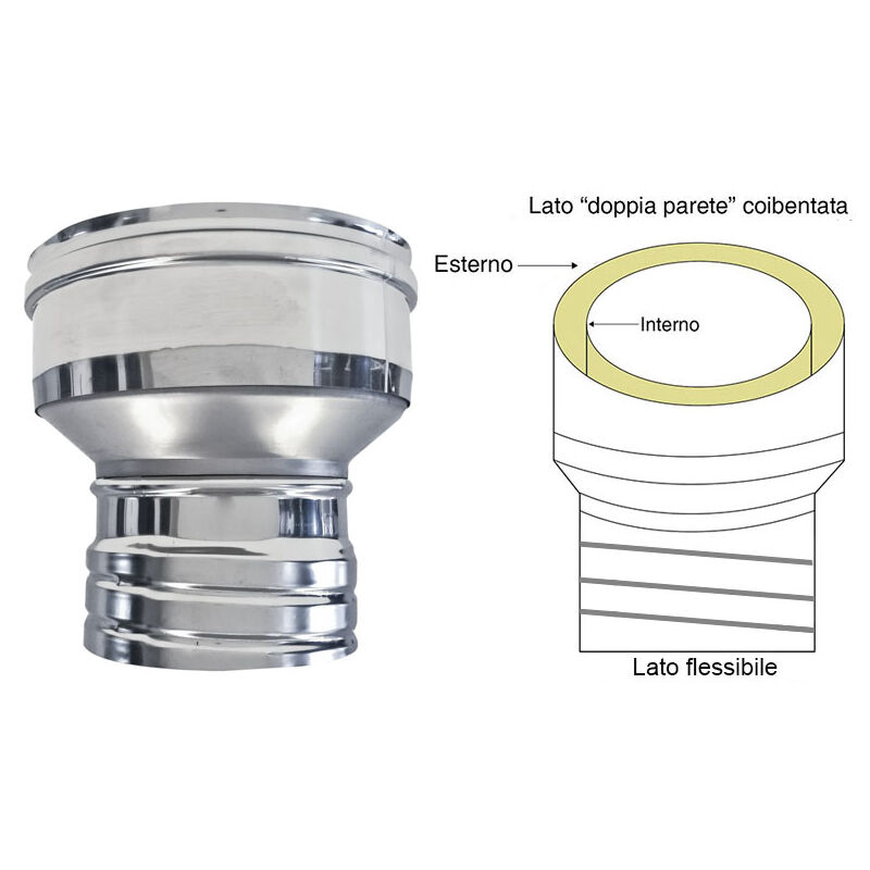 MBM - Cheminee double paroi isole adaptateur dp-flex dn 150/200
