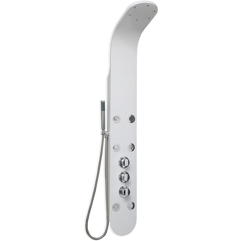 Colonne d'hydromassage thermostatique modèle Dominican en aluminium blanc.