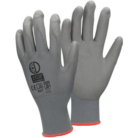 DPE 36 Germany paire PU-gants de travail, la taille 7-S, gris, gants mécaniques gants assemblage nylon jardin, constructeurs, gants mécaniques
