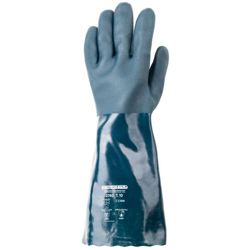 Image of Guanti da lavoro di protezione chimica eurochem Coverguard 40 cm (confezione da 10 paia) Blu 9 - Blu