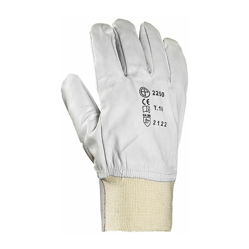 Image of Guanti protettivi in ​​pelle di capra Eurotechnique con protezione delle arterie 2250 (lotto di 10 paia di guanti) Bianco 10 - Bianco